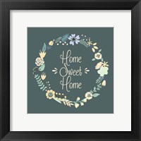 Home Sweet Home Floral Teal Framed Print