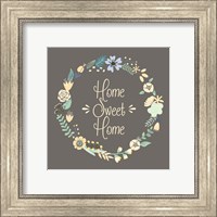 Framed Home Sweet Home Floral Brown