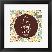 Framed Live Laugh Love Retro Floral White