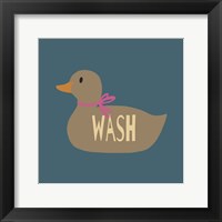 Duck Family Girl Wash Framed Print