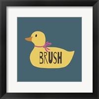 Duck Family Girl Brush Framed Print