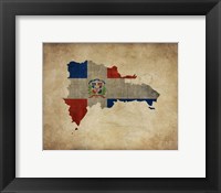 Framed Map with Flag Overlay Dominican Republic