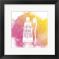 Brush Those Teeth Watercolor Splash Framed Print