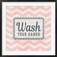 Framed Wash Your Hands Pink Pattern