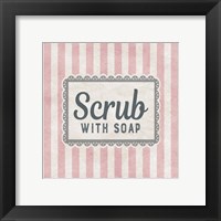 Scrub With Soap Pink Pattern Framed Print