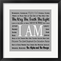 Framed Names of Jesus Square Black and White Text