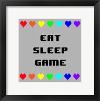 Framed Eat Sleep Game -  Gray with Pixel Hearts