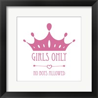 Framed Girls Only Crown Pink on White