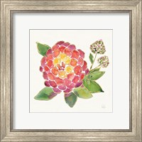 Framed 'Tropical Fun Flowers II with Gold' border=