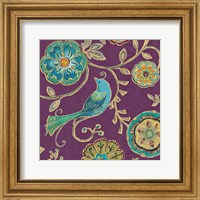 Framed 'Bohemian Wings VII Aubergine' border=