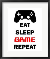 Framed Eat Sleep Game Repeat  - White