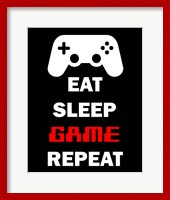 Framed Eat Sleep Game Repeat  - Black