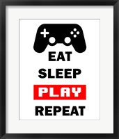 Framed Eat Sleep Game Repeat  - White and Red