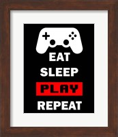 Framed Eat Sleep Game Repeat  - Black and Red