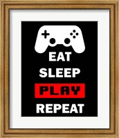 Framed Eat Sleep Game Repeat  - Black and Red