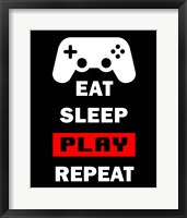 Framed Eat Sleep Game Repeat  - Black and Red