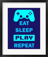 Framed Eat Sleep Game Repeat  - Blue