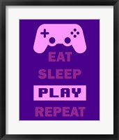 Framed Eat Sleep Game Repeat  - Purple