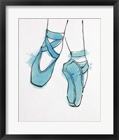 Framed Ballet Shoes En Pointe Blue Watercolor Part II