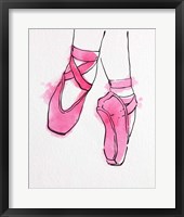 Framed Ballet Shoes En Pointe Pink Watercolor Part II