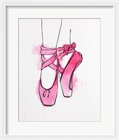 Framed Ballet Shoes En Pointe Pink Watercolor Part III