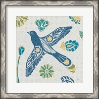 Framed 'Nordic Woodcut Bird IFII' border=