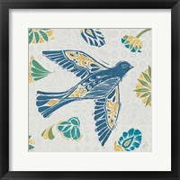 Nordic Woodcut Bird IVF Framed Print