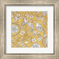 Framed Color my World Bird Paisley I Gold