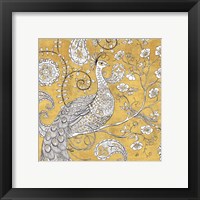 Framed 'Color my World Ornate Peacock I Gold' border=