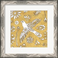 Framed 'Color my World Nordic Woodcut I Gold' border=