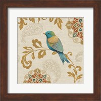 Framed Bird Rainbow Blue and Yellow