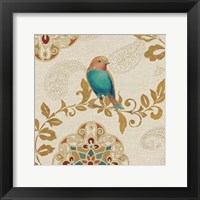 Bird Rainbow Teal Framed Print