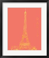 Paris on Coral Framed Print