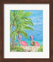 Framed Flamingo Christmas II