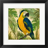 Island Birds Square on Burlap II Framed Print