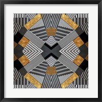 Geo Stripes in Gold & Black I Framed Print