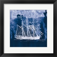 Sailing Ships II Indigo Framed Print