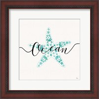 Framed 'Sea Charms I Teal' border=