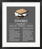 Framed S'mores Recipe Gray Background