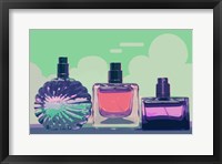 Framed Vintage Fashion Perfume Bottles Green