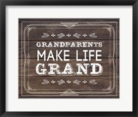 Framed Grandparents Make Life Grand - Wood Background