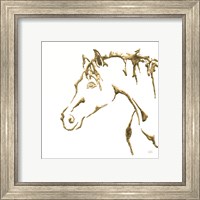 Framed 'Gilded Cowpony on White' border=