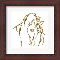 Framed 'Gilded Stallion on White' border=