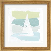 Framed 'Seaside Swatch Sailboat' border=