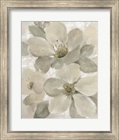 Framed 'White on White Floral I Crop Neutral' border=