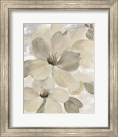 Framed 'White on White Floral II Crop Neutral' border=