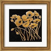 Framed 'Gold Black Line Poppies I v2' border=