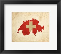 Framed Map with Flag Overlay Switzerland