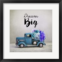 Framed Dream Big - Blue Truck and Flowers