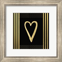 Framed 'Black & Gold - Feathered Fashion Heart' border=